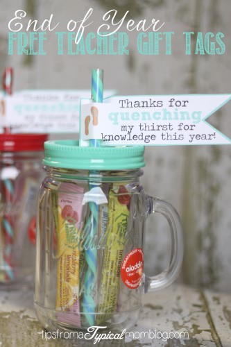 Free End of Year Gift tag printables for Teachers