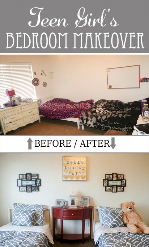 Gray and Red Teen Girl's Bedroom Makeover Ideas